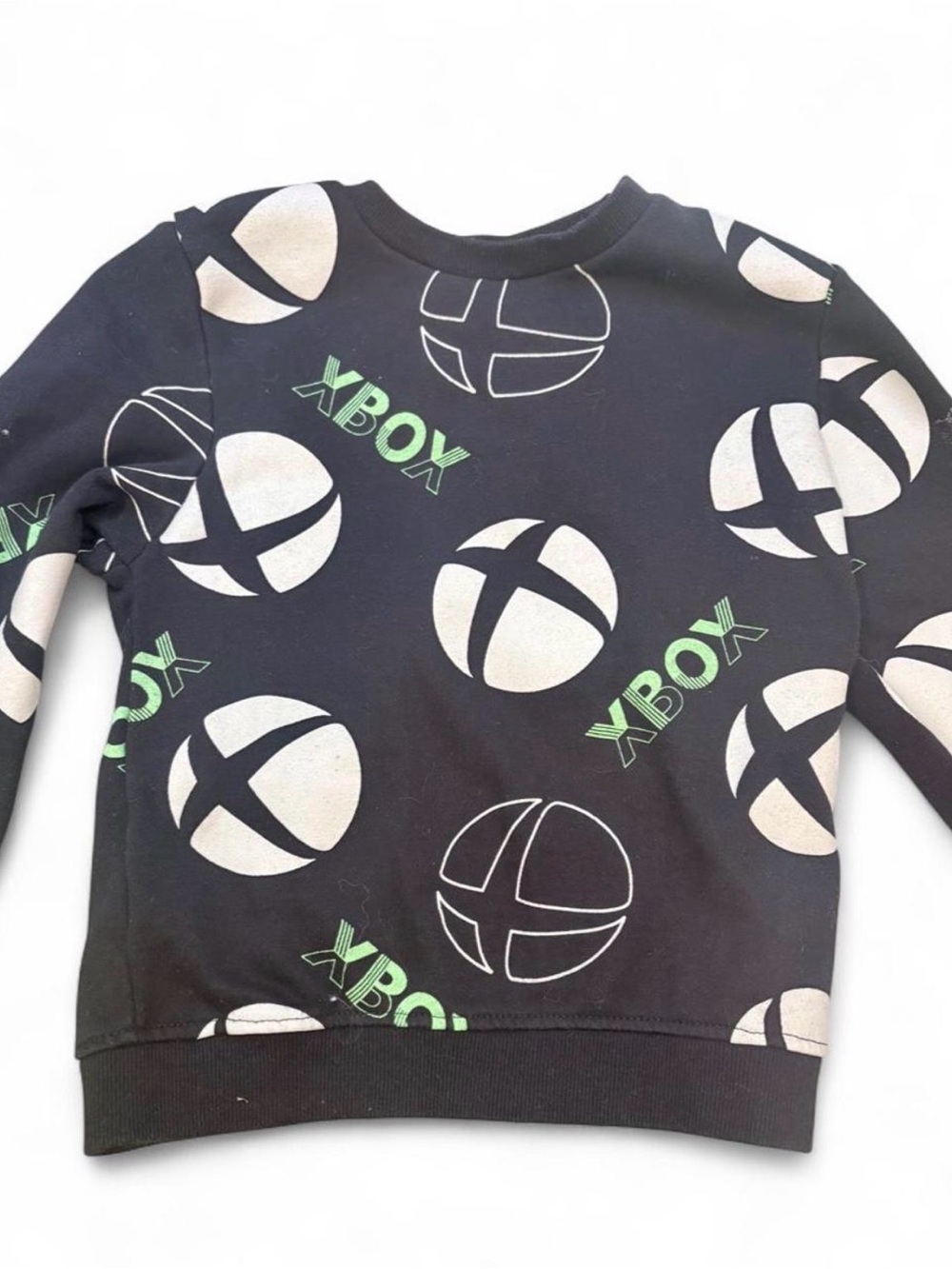 Xbox Logo Kids Black Sweatshirt with Green Accents